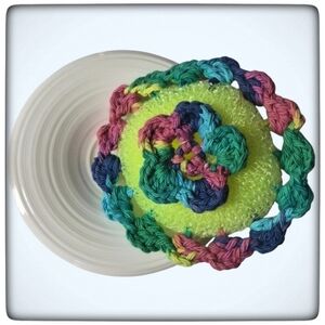 Kitchen Spring Flower Nylon Scrubby  With Sink Ceramic Storage Plate Holder-OS